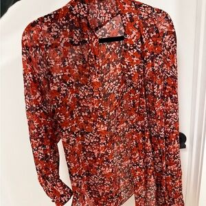 The Kooples Red and Black Floral Blouse